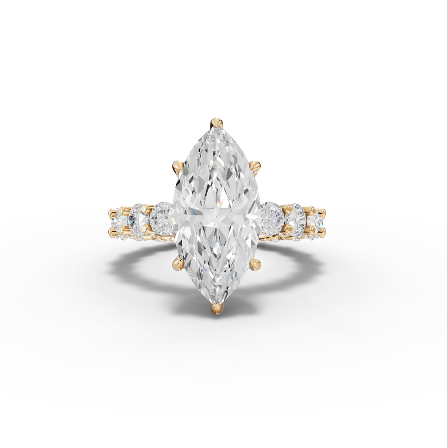 6.94 Ct Marquise Hidden Halo With Side Stone Ring 4.00 Ct Center