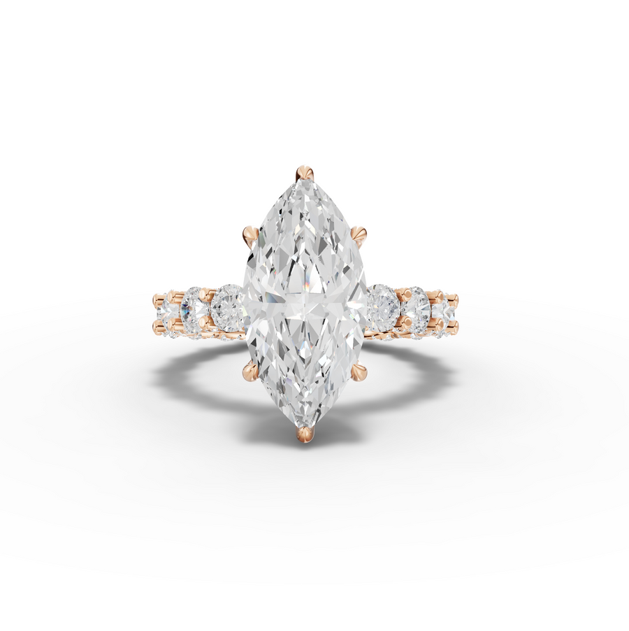 6.94 Ct Marquise Hidden Halo With Side Stone Ring 4.00 Ct Center