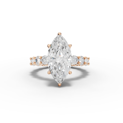 6.94 Ct Marquise Solitaire Lab Diamond Hidden Halo Accent Ring 4 Ct Center