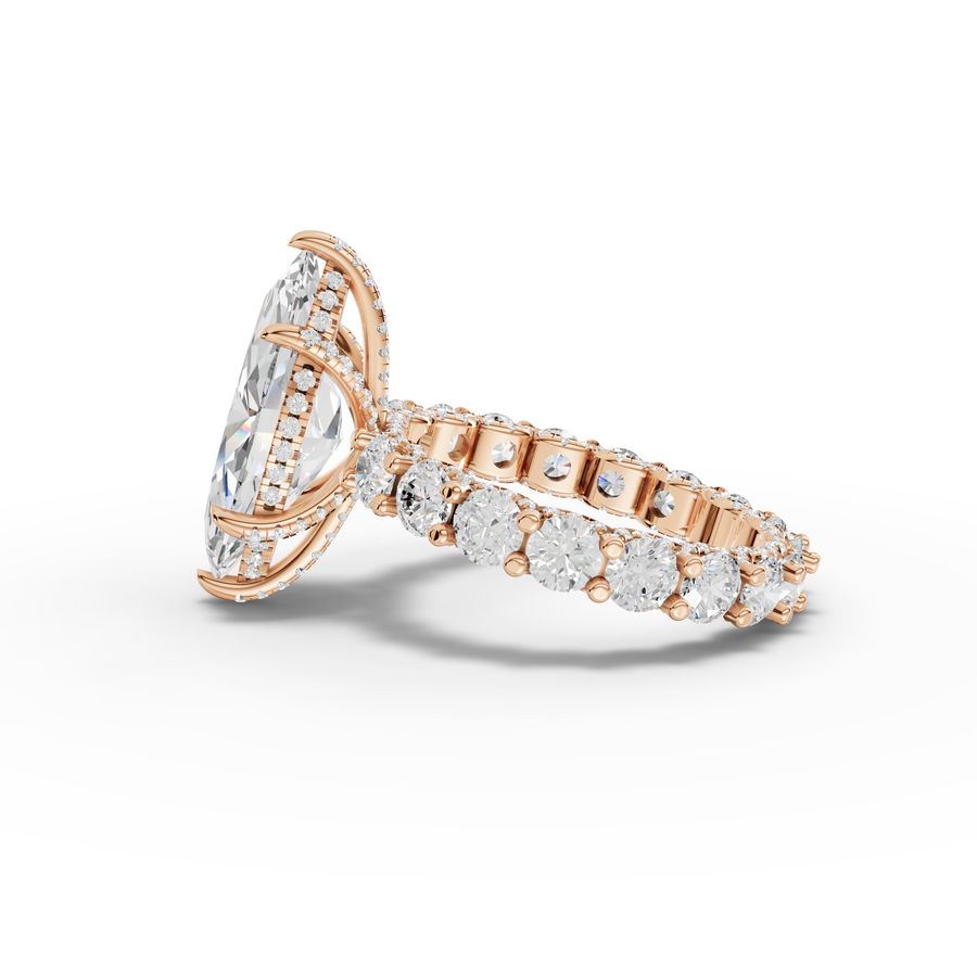 6.94 Ct Marquise Hidden Halo With Side Stone Ring 4.00 Ct Center
