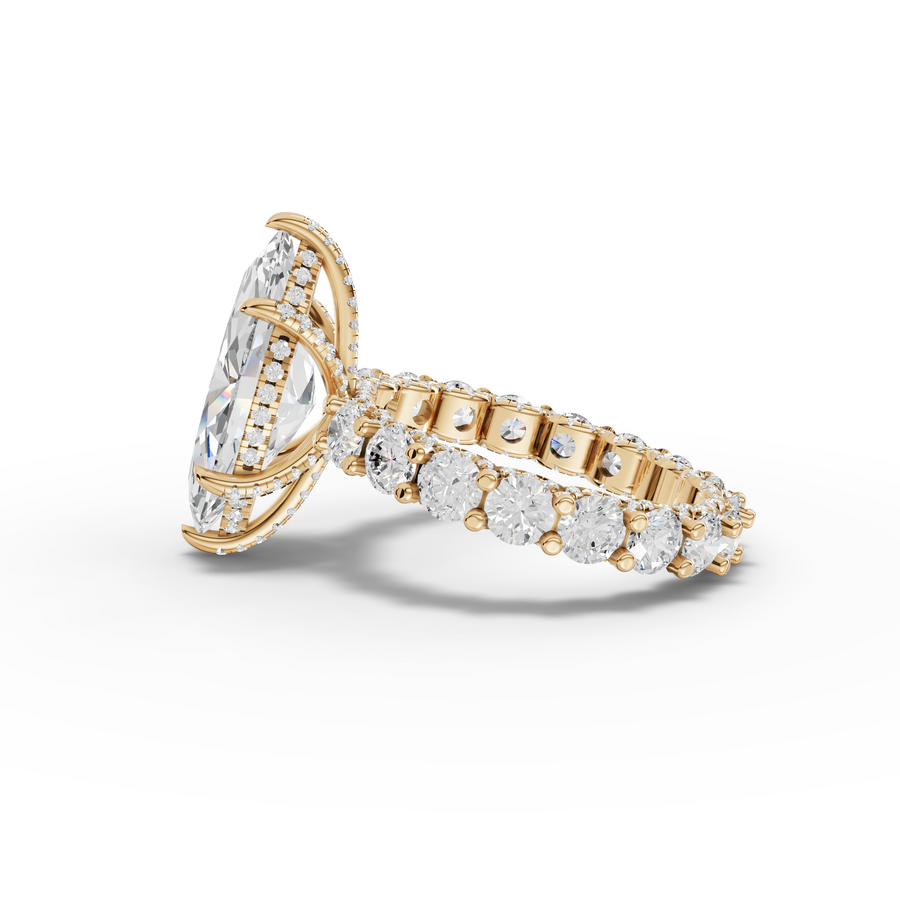 6.94 Ct Marquise Hidden Halo With Side Stone Ring 4.00 Ct Center
