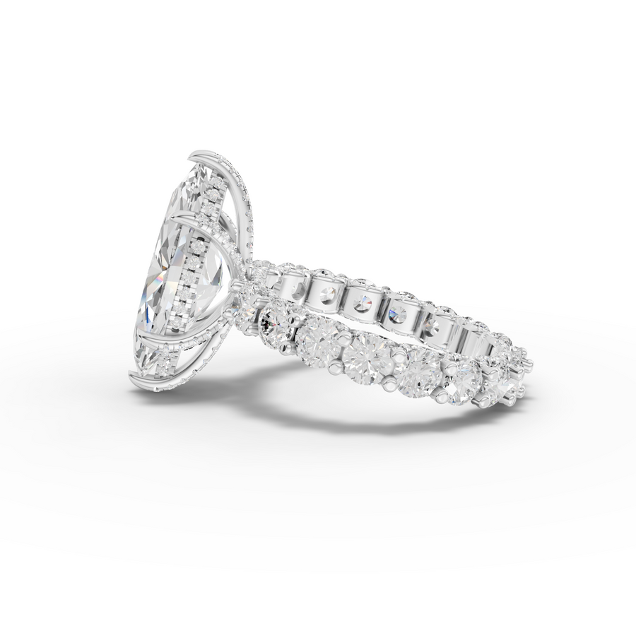 6.94 Ct Marquise Hidden Halo With Side Stone Ring 4.00 Ct Center