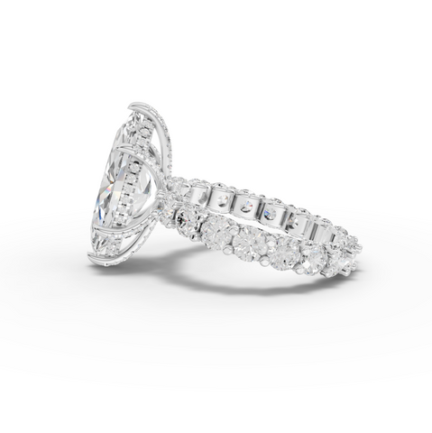 6.94 Ct Marquise Solitaire Lab Diamond Hidden Halo Accent Ring 4 Ct Center