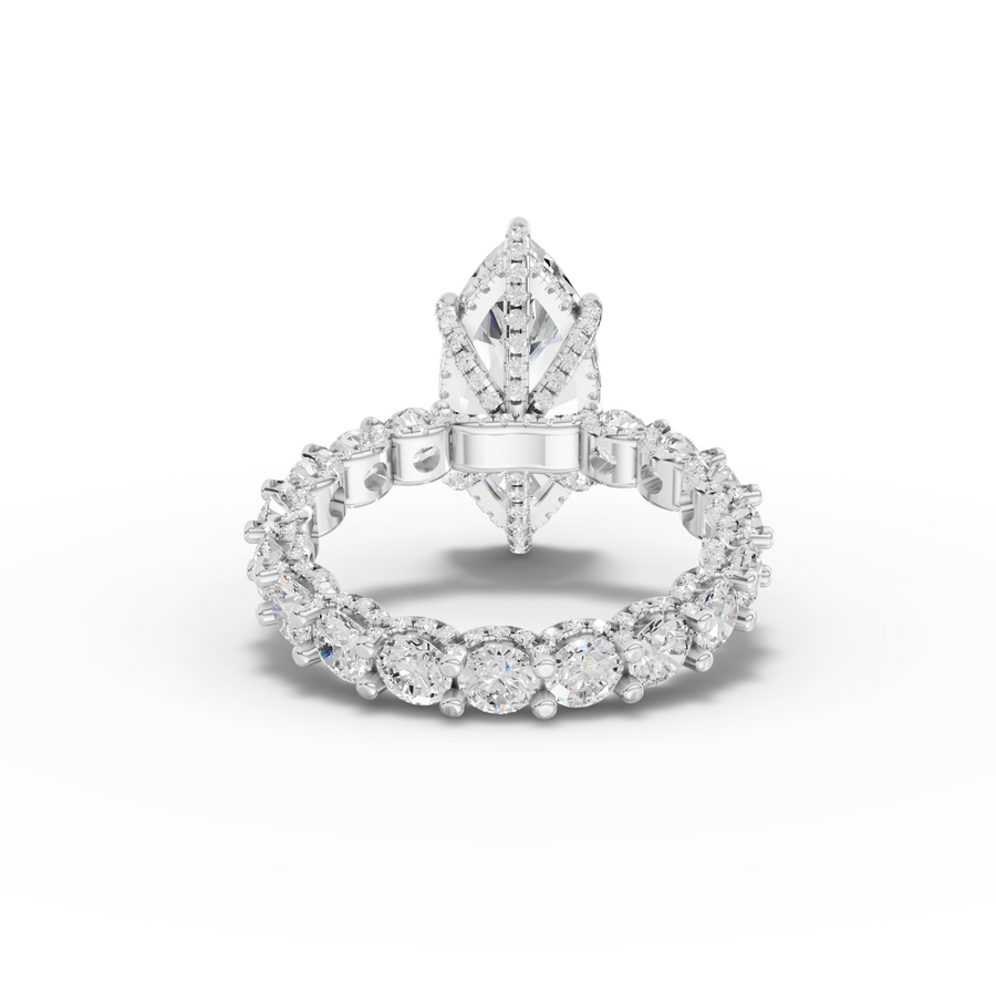 6.94 Ct Marquise Hidden Halo With Side Stone Ring 4.00 Ct Center