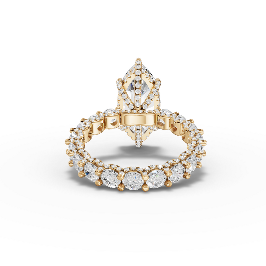 6.94 Ct Marquise Hidden Halo With Side Stone Ring 4.00 Ct Center