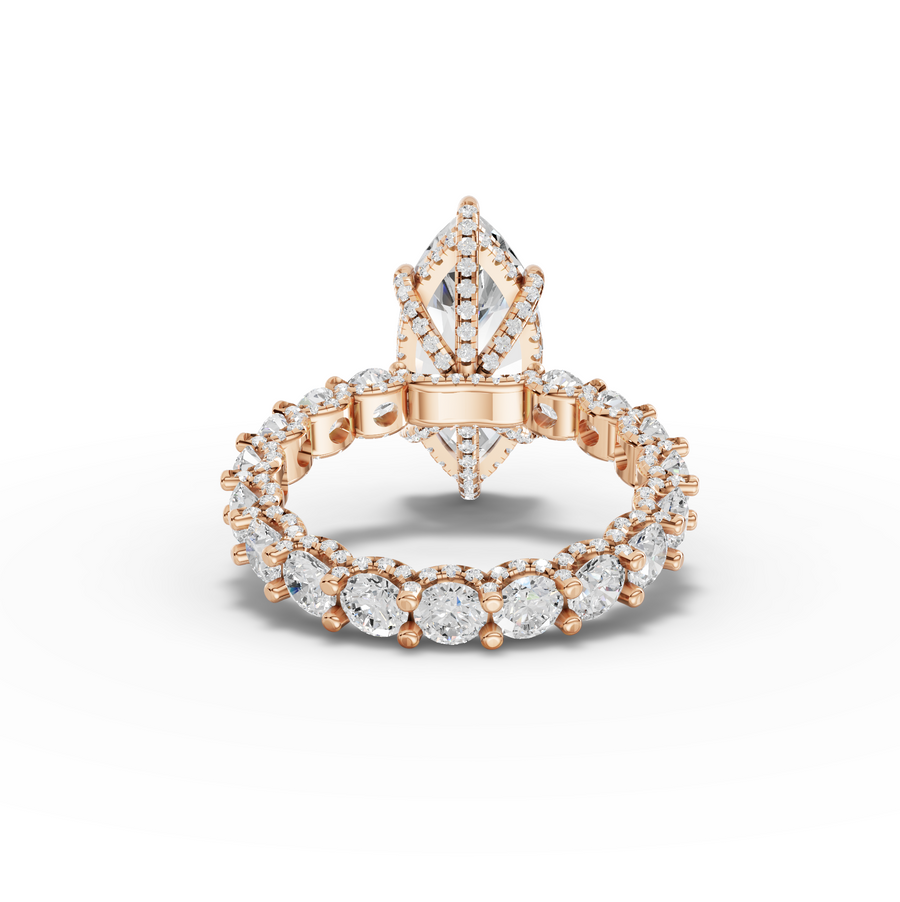 6.94 Ct Marquise Hidden Halo With Side Stone Ring 4.00 Ct Center