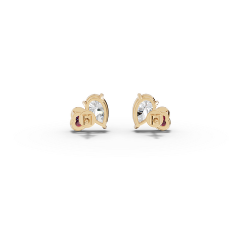 2.70 Ct Heart Ruby Pear Diamond Stud Earrings