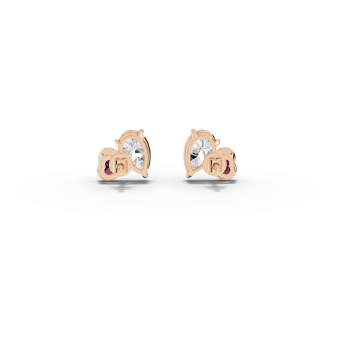2.70 Ct Heart Ruby Pear Diamond Stud Earrings