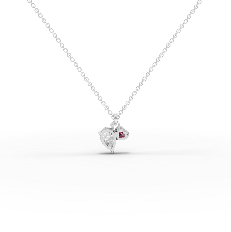 2.58 Ct Pear Diamond Ruby Heart Pendant