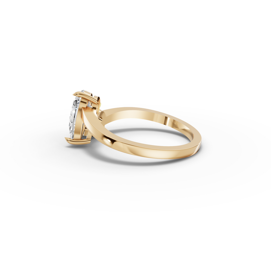 1.35 Ct Pear With Heart Ruby Bypass Ring 1.00 Ct Center