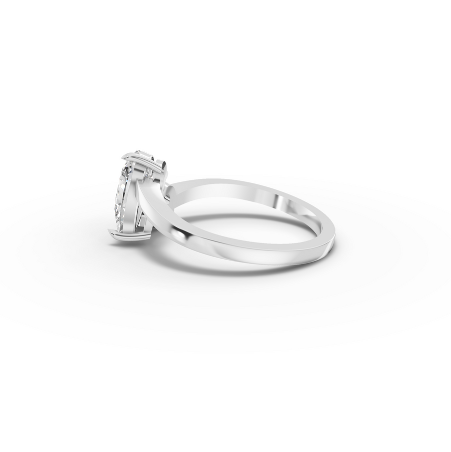 1.35 Ct Pear With Heart Ruby Bypass Ring 1.00 Ct Center