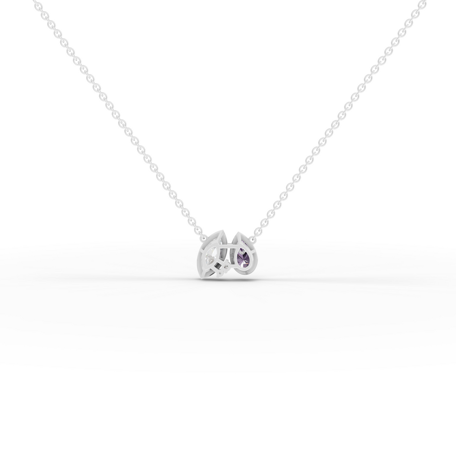 2.04 Ct Dual Pear Diamond & Amethyst Pendant Necklace