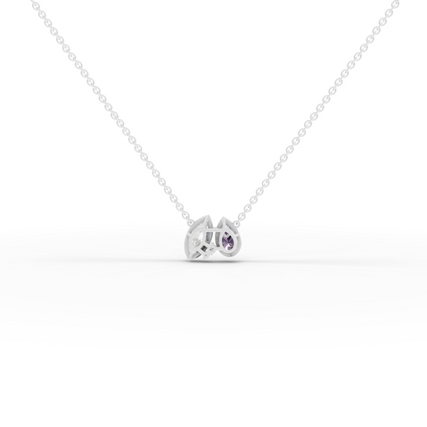 2.04 Ct Dual Pear Diamond & Amethyst Pendant Necklace