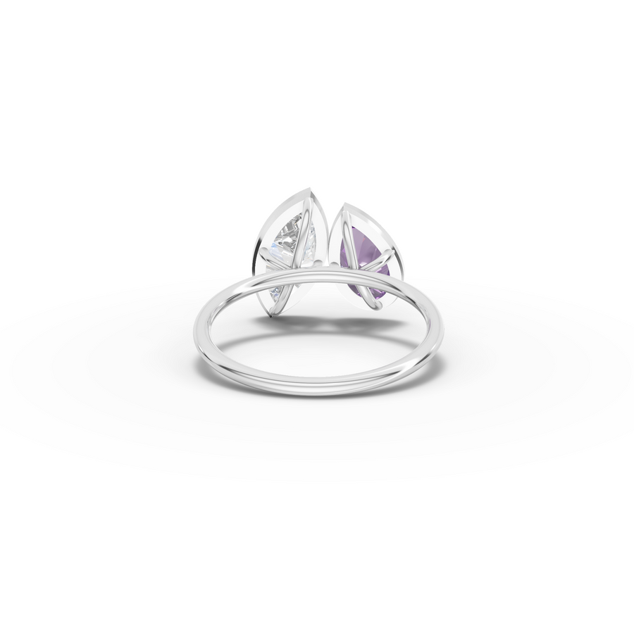 2.00 Ct Amethyst & Marquise Lab Diamond Toi et Moi Ring