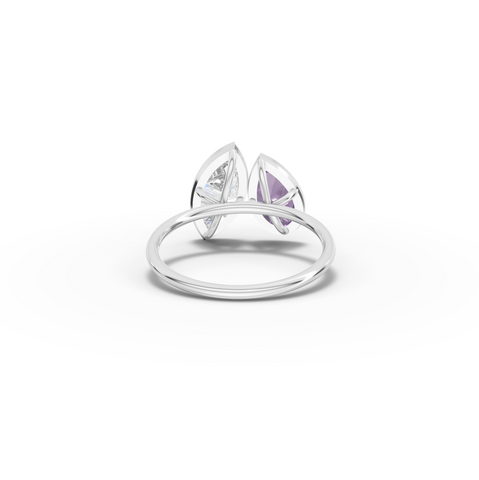 2.00 Ct Amethyst & Marquise Lab Diamond Toi et Moi Ring