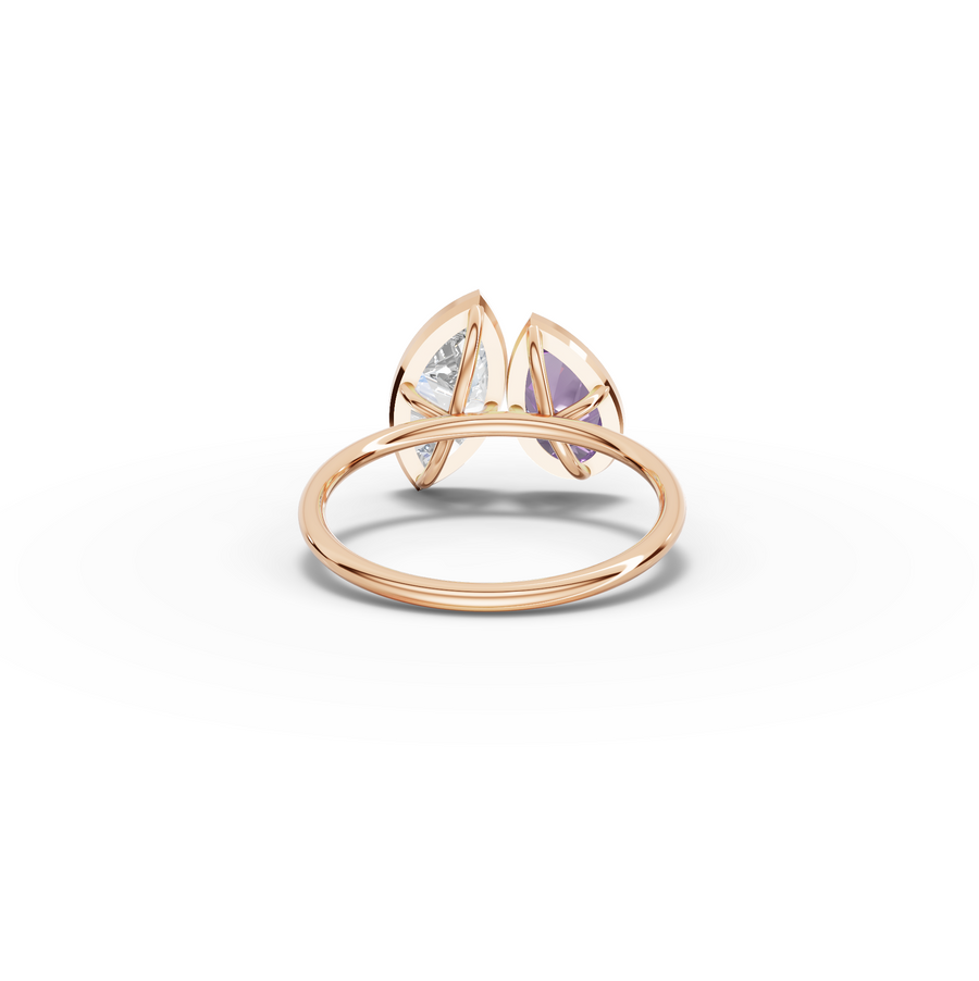 2.00 Ct Amethyst & Marquise Lab Diamond Toi et Moi Ring