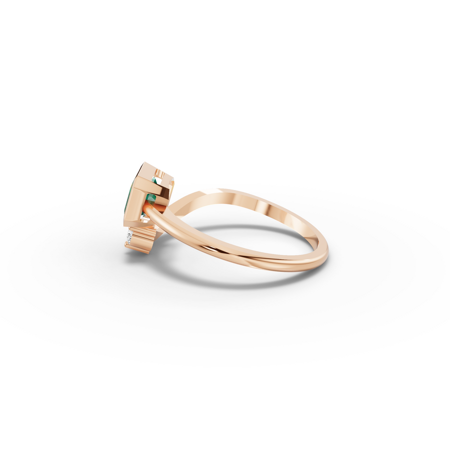 1.09 Ct Emerald Open Bypass Ring with Lab Diamond