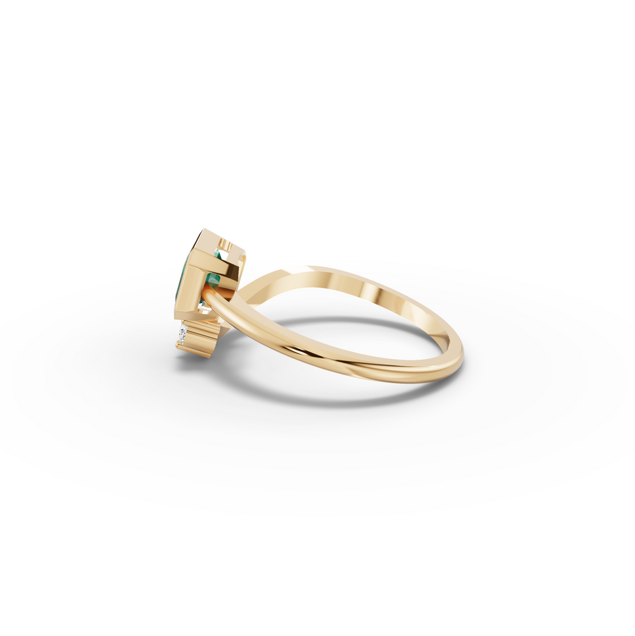 1.09 Ct Emerald Open Bypass Ring with Lab Diamond