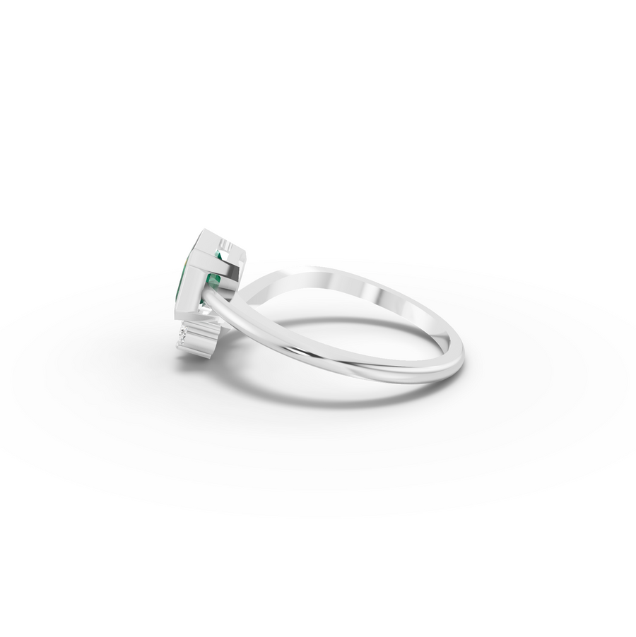 1.09 Ct Emerald Open Bypass Ring with Lab Diamond