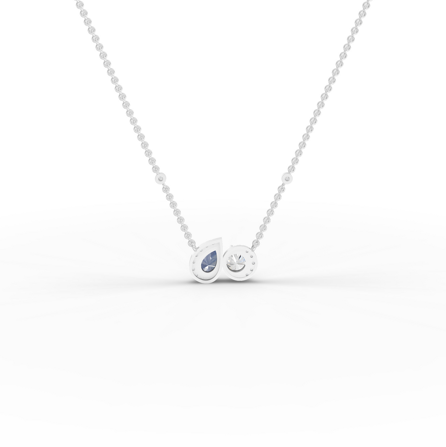 2.26 Ct Blue Sapphire & Diamond Two Stone Pendant Necklace