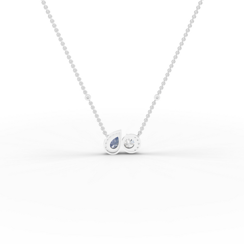 2.26 Ct Blue Sapphire & Diamond Two Stone Pendant Necklace
