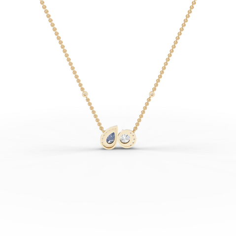 2.26 Ct Blue Sapphire & Diamond Two Stone Pendant Necklace