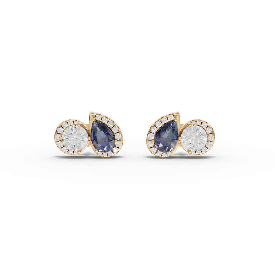 4.47 Ct Blue Sapphire Two Stone Stud Earrings