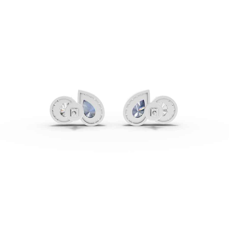 4.47 Ct Blue Sapphire Two Stone Stud Earrings