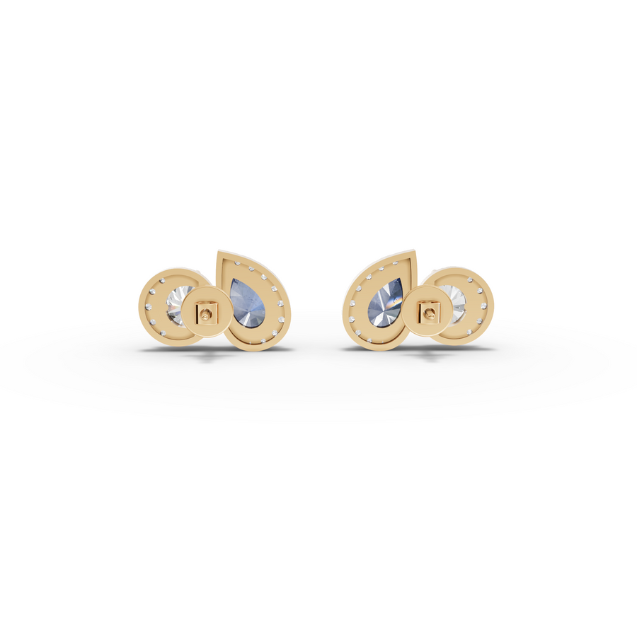 4.47 Ct Blue Sapphire Two Stone Stud Earrings
