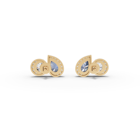 4.47 Ct Blue Sapphire & Diamond Two Stone Stud Earrings