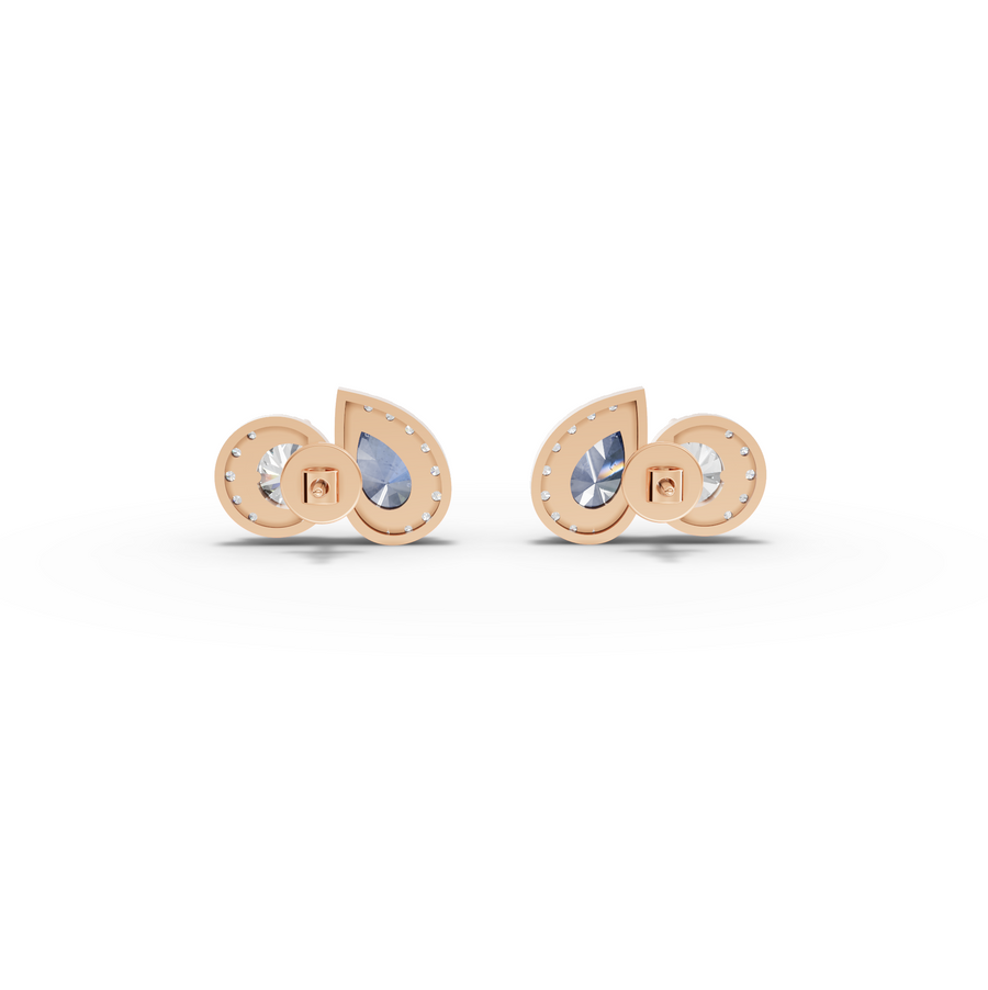 4.47 Ct Blue Sapphire Two Stone Stud Earrings