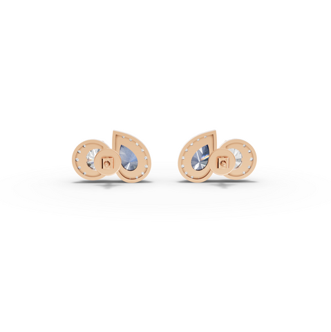 4.47 Ct Blue Sapphire & Diamond Two Stone Stud Earrings