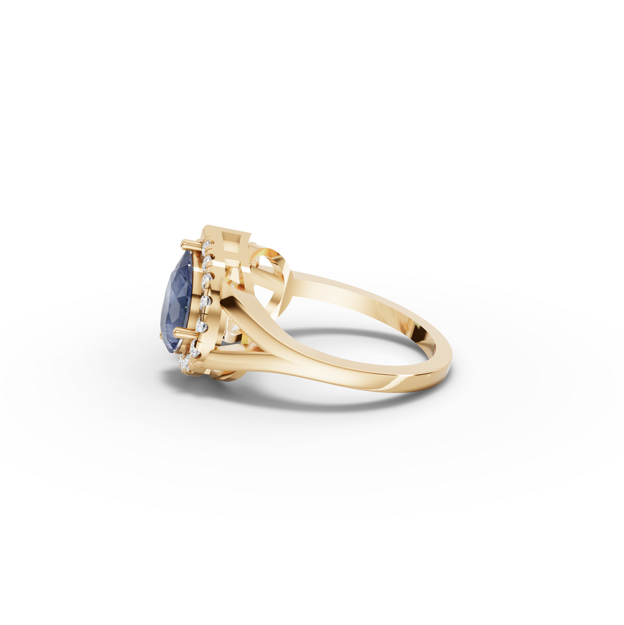 2.25 Ct Blue Sapphire & Lab Diamond Toi et Moi Halo Ring