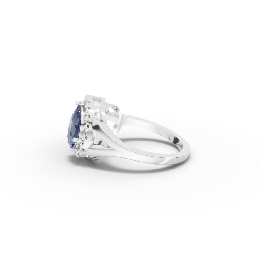 2.25 Ct Blue Sapphire & Lab Diamond Toi et Moi Halo Ring