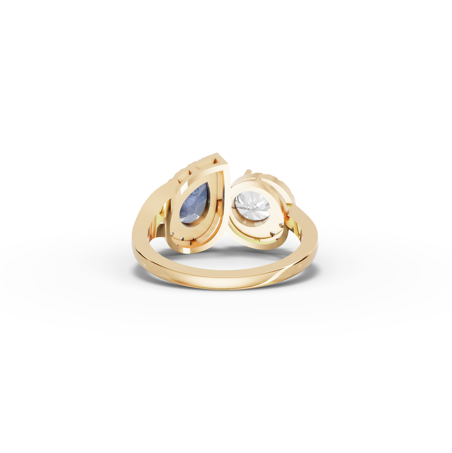 2.25 Ct Blue Sapphire & Lab Diamond Toi et Moi Halo Ring