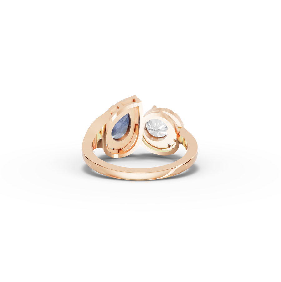 2.25 Ct Blue Sapphire & Lab Diamond Toi et Moi Halo Ring