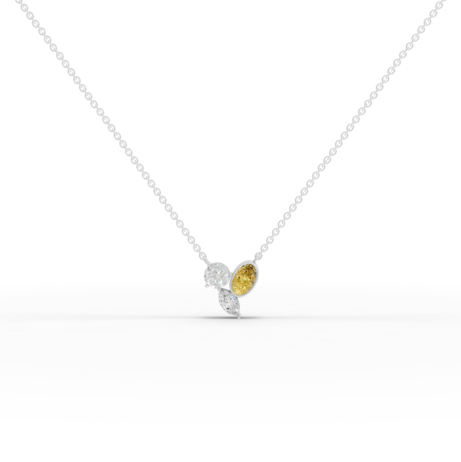 2.50 Ct Lab Grown Diamond Oval Citrine Cluster Pendant Necklace