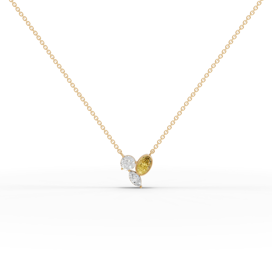 2.50 Ct Lab Grown Diamond Oval Citrine Cluster Pendant Necklace