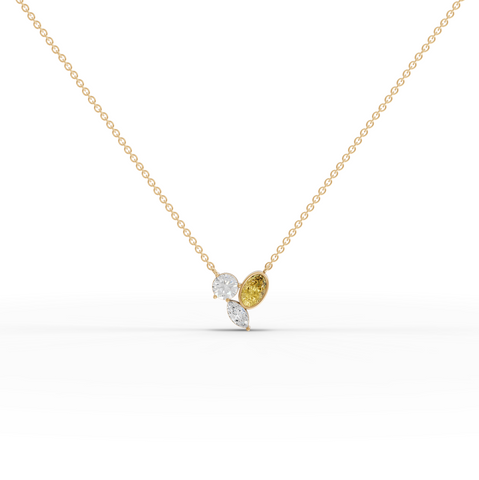 2.50 Ct Lab Grown Diamond Oval Citrine Cluster Pendant Necklace