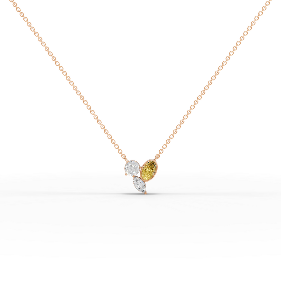 2.50 Ct Lab Grown Diamond Oval Citrine Cluster Pendant Necklace