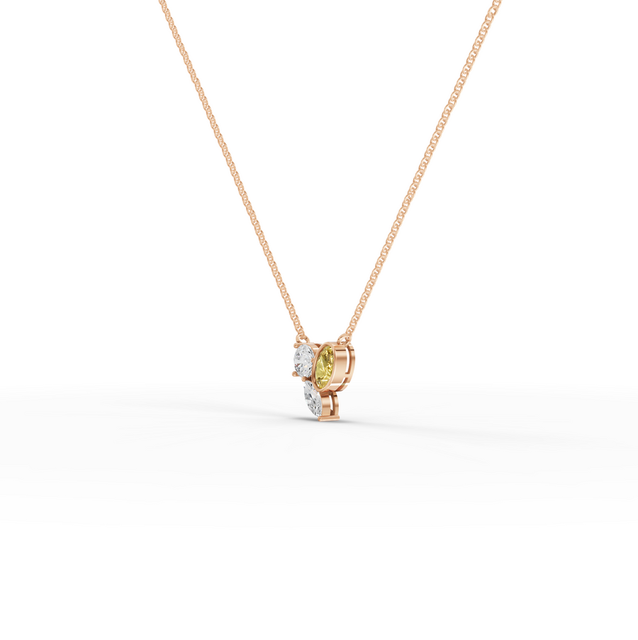 2.50 Ct Lab Grown Diamond Oval Citrine Cluster Pendant Necklace