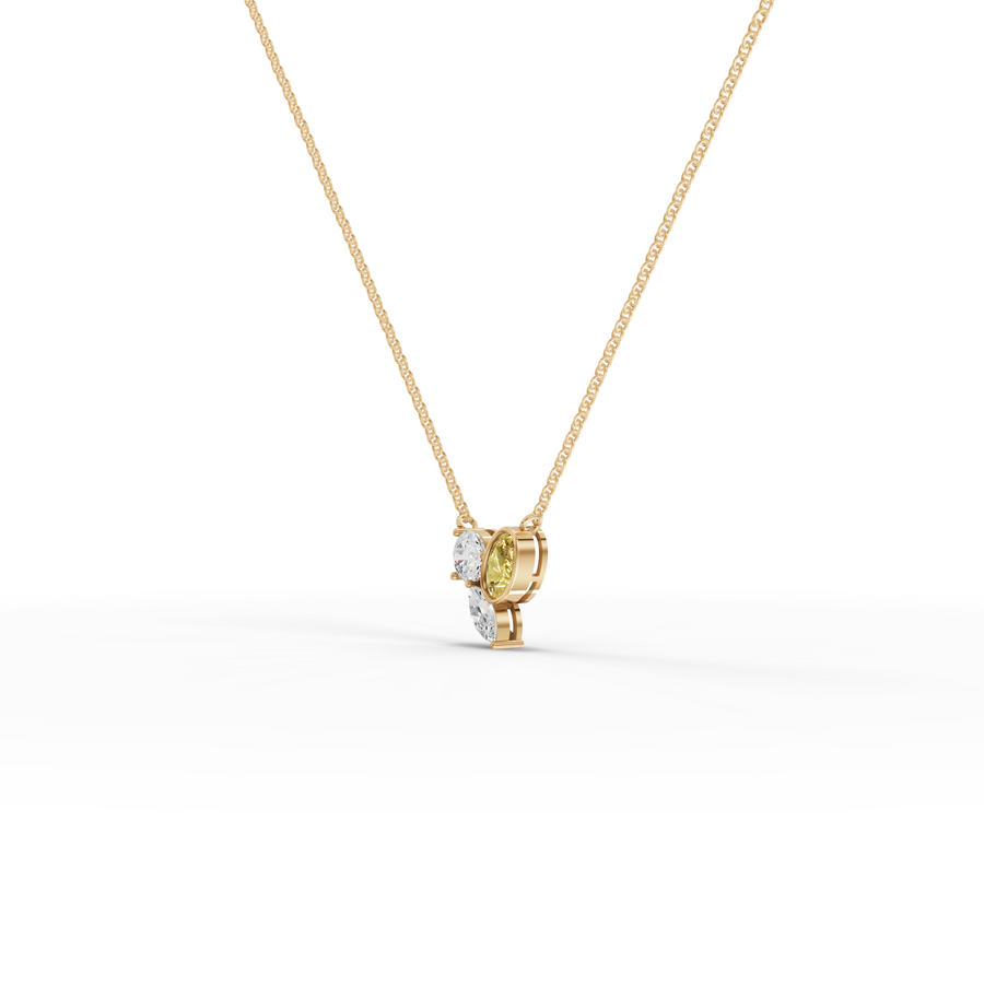 2.50 Ct Lab Grown Diamond Oval Citrine Cluster Pendant Necklace