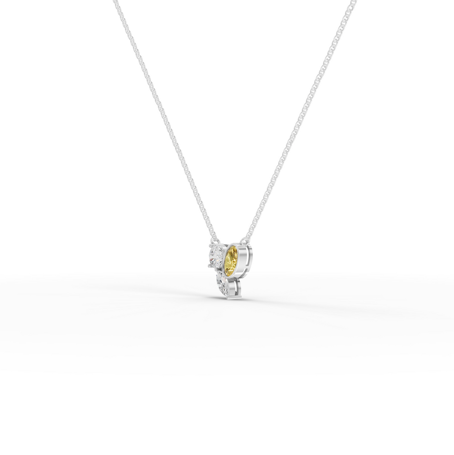 2.50 Ct Lab Grown Diamond Oval Citrine Cluster Pendant Necklace