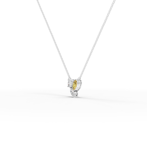 2.50 Ct Lab Grown Diamond Oval Citrine Cluster Pendant Necklace