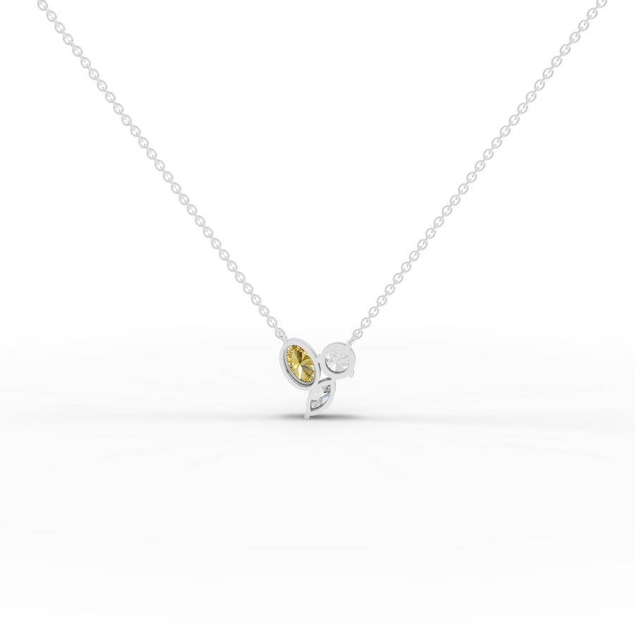 2.50 Ct Lab Grown Diamond Oval Citrine Cluster Pendant Necklace