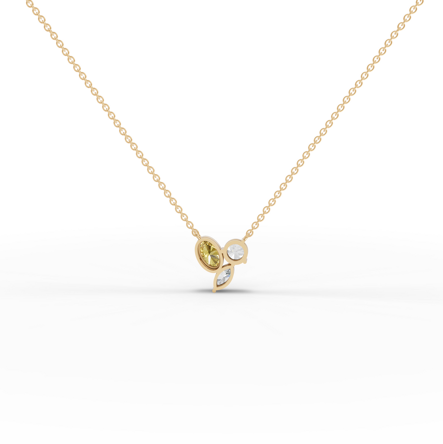 2.50 Ct Lab Grown Diamond Oval Citrine Cluster Pendant Necklace