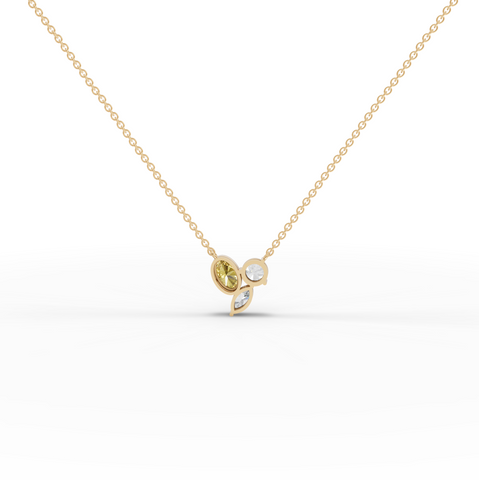 2.50 Ct Lab Grown Diamond Oval Citrine Cluster Pendant Necklace