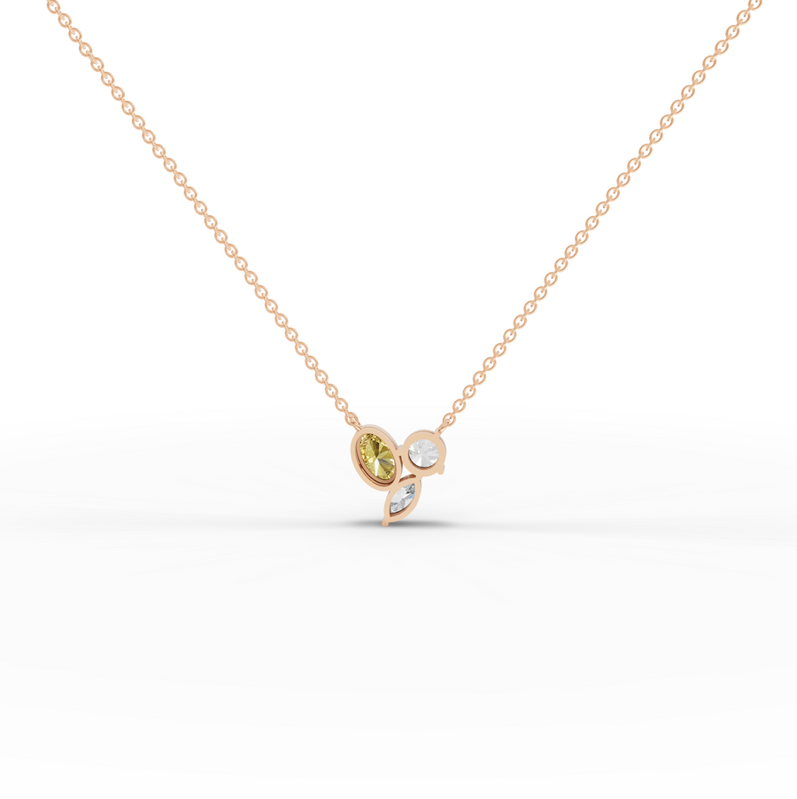 2.50 Ct Lab Grown Diamond Oval Citrine Cluster Pendant Necklace