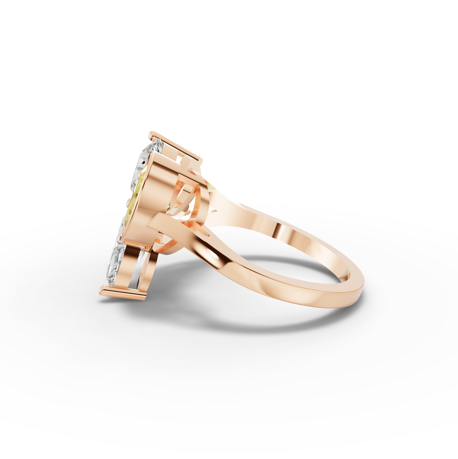 2.50 Ct Three Stone Oval Citrine Lab Diamond Trio Statement Ring