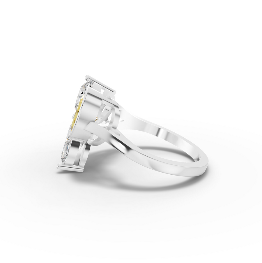 2.50 Ct Three Stone Oval Citrine Lab Diamond Trio Statement Ring